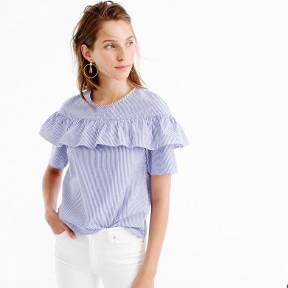 J. Crew Edie Top in Blue Stripe - Picture 8 of 8